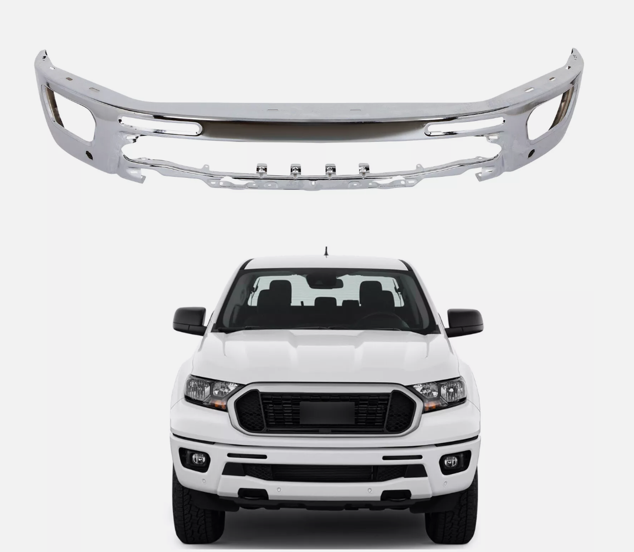 ბამპერი RANGER 2019-2023 წინა (ქრომირებული,პარკინგ სენსორით)